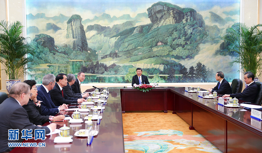 5月15日，国家主席习近平在北京人民大会堂会见博鳌亚洲论坛理事长潘基文