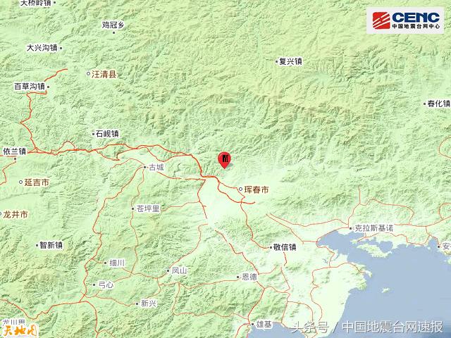 吉林延边州珲春市发生1.3级地震(疑爆)