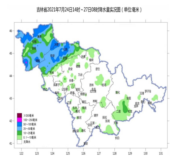 27日午后到夜间，吉林省多地有阵雨