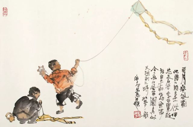 "阶下儿童仰面时,清明妆点最堪宜"儿童也爱晴明好,纸剪风鸢各一群"