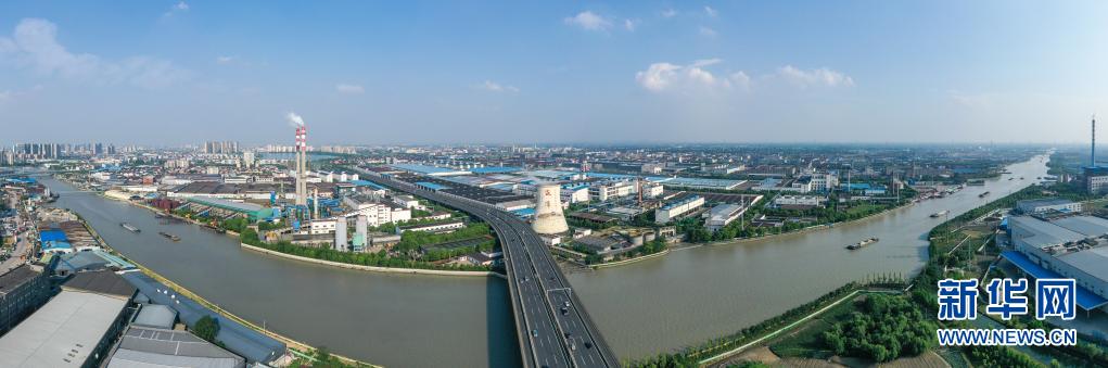江苏省苏州市吴江区盛泽镇(2021年5月14日摄,无人机全景照片).