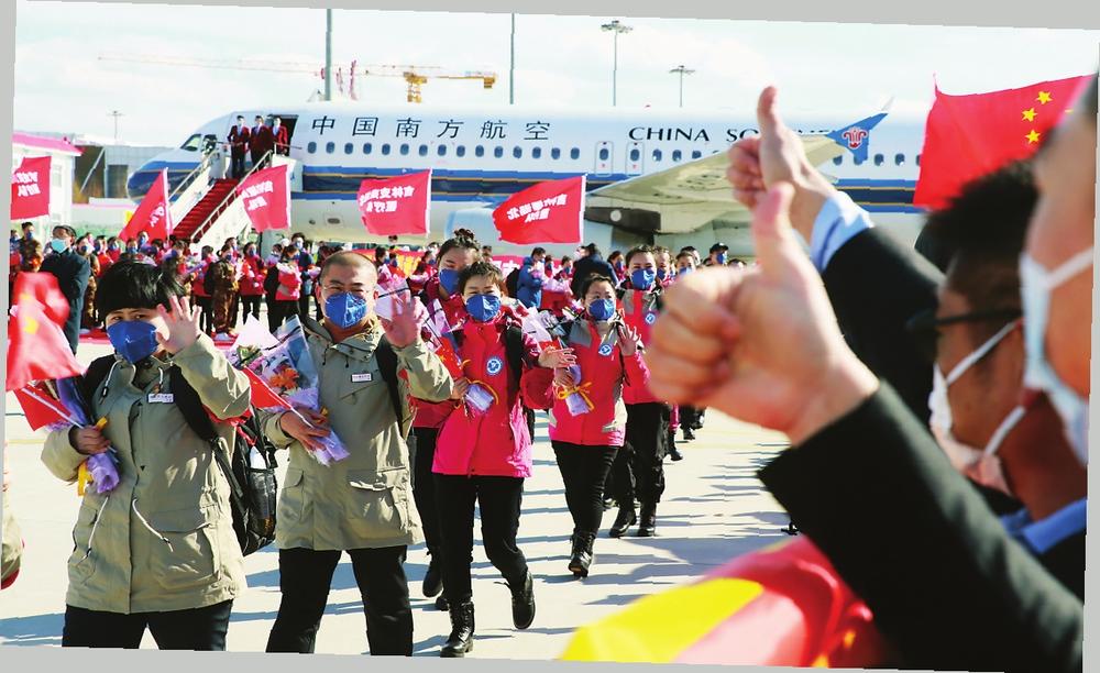 我省支援湖北医疗队首批返吉队员凯旋侧记