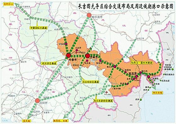 长吉图先导区综合交通布局及周边俄朝港口示意图.jpg 长吉图先导区综合交通布局及周边俄朝港口示意图.jpg