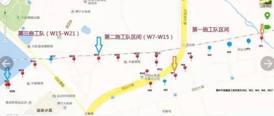 东新开河末端污水截流线位示意图 东新开河末端污水截流线位示意图