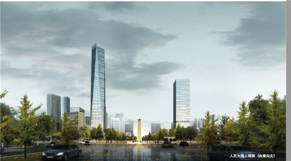　人民大街两侧地标崛起后的效果图