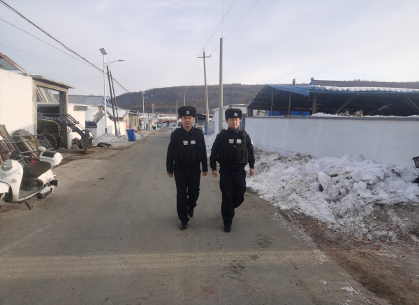 民警魏昊天在村内开展徒步巡逻.jpg 民警魏昊天在村内开展徒步巡逻.jpg