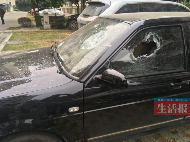 广西大学东校园一男子连砸7辆车 边砸边喊想坐牢