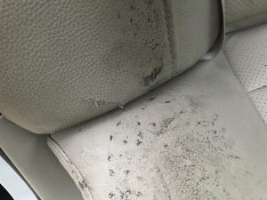 乘客将真皮后座踩得又破又脏 滴滴司机怒怼没素质